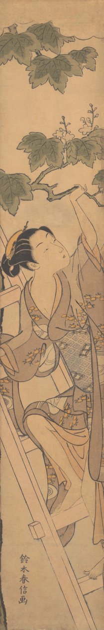 Giovane donna che sale una scala, ca. 1768 da Suzuki Harunobu