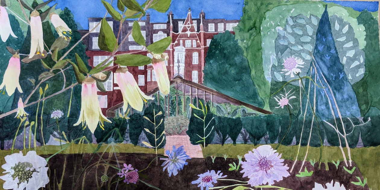 Un giardino magico, 2021 (acquerello su carta) da Suzy Fasht