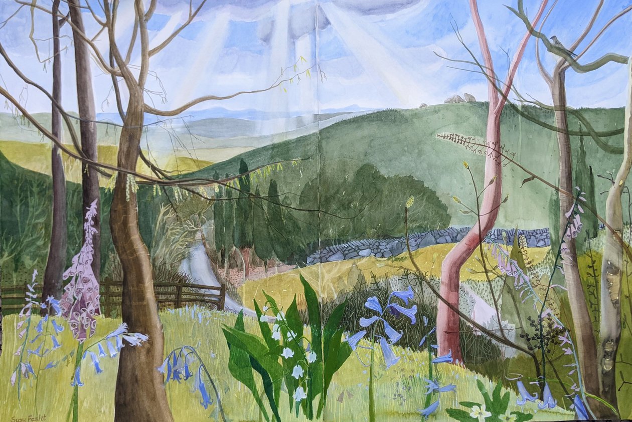 This Green and Pleasant Land, Dartmoor, 2022 (acquerello su carta) da Suzy Fasht