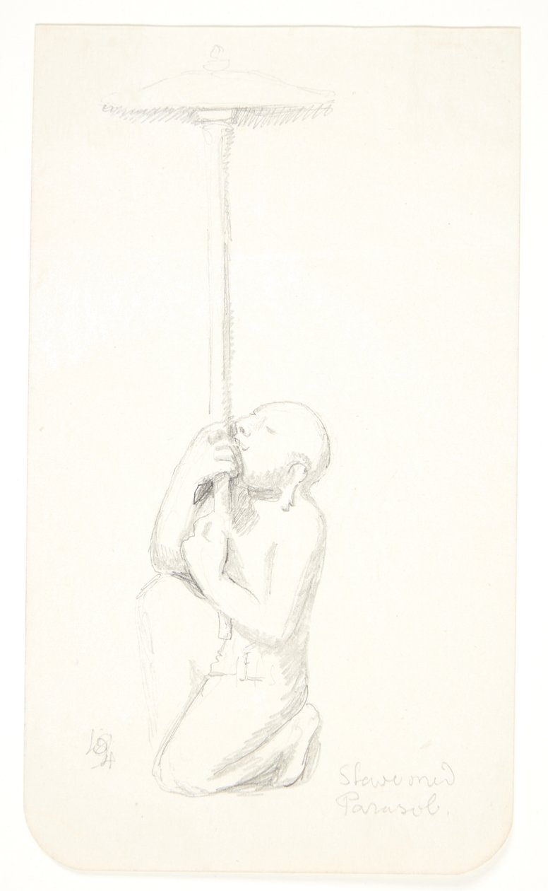 Schiavo con parasole. Studio di rilievi a Borobudur, Giava da Svend Rathsack
