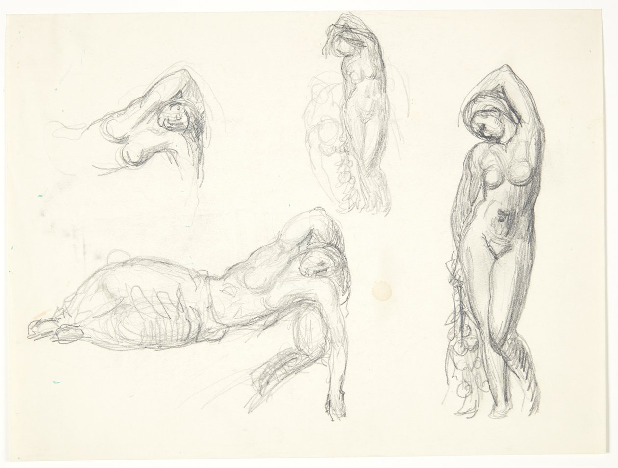 Studio di foglio con quattro schizzi per le figure "Eva" e "Ragazza dormiente" da Svend Rathsack