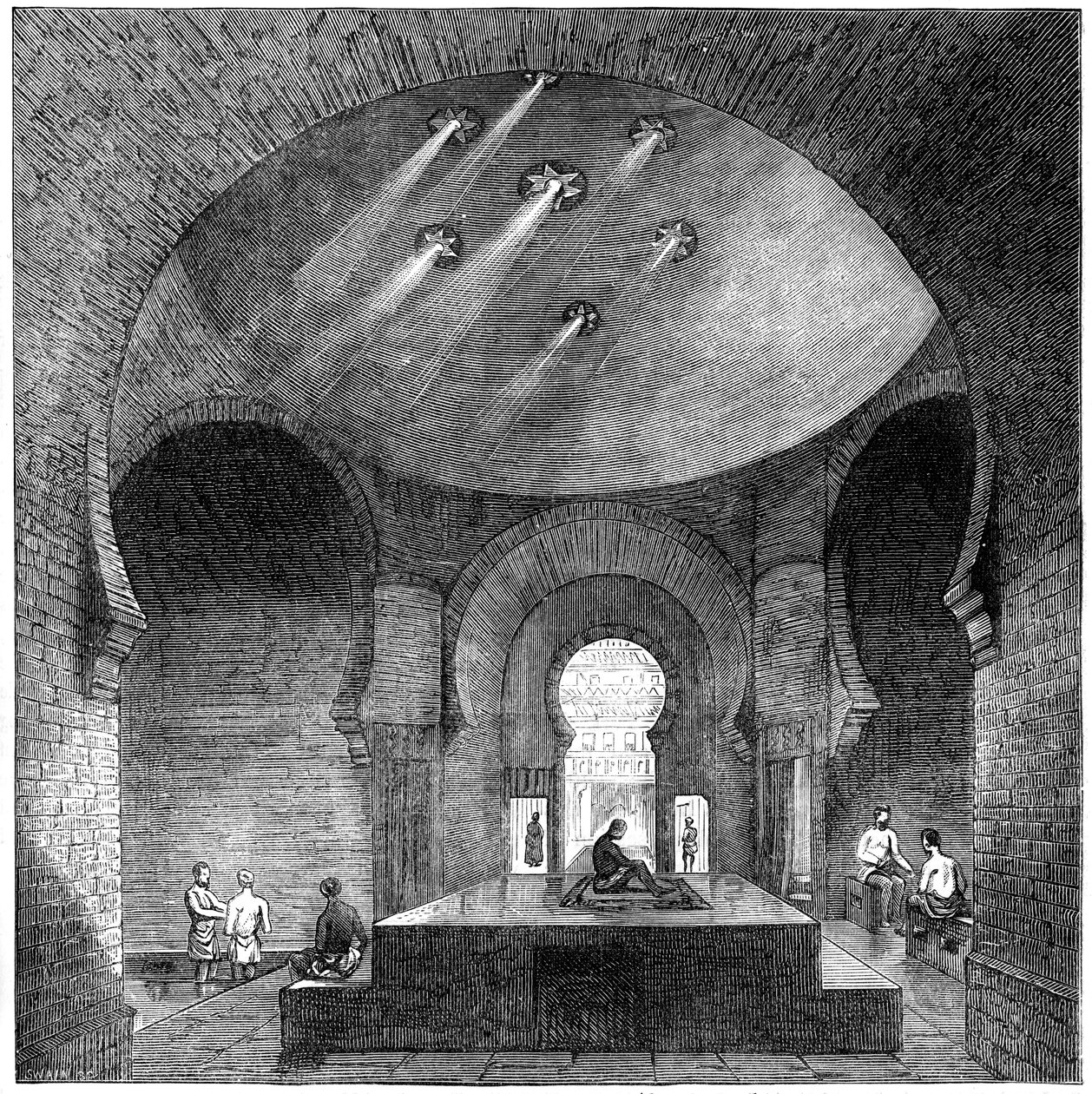 Un bagno turco in Jermyn Street, Londra, 1891 da Swain