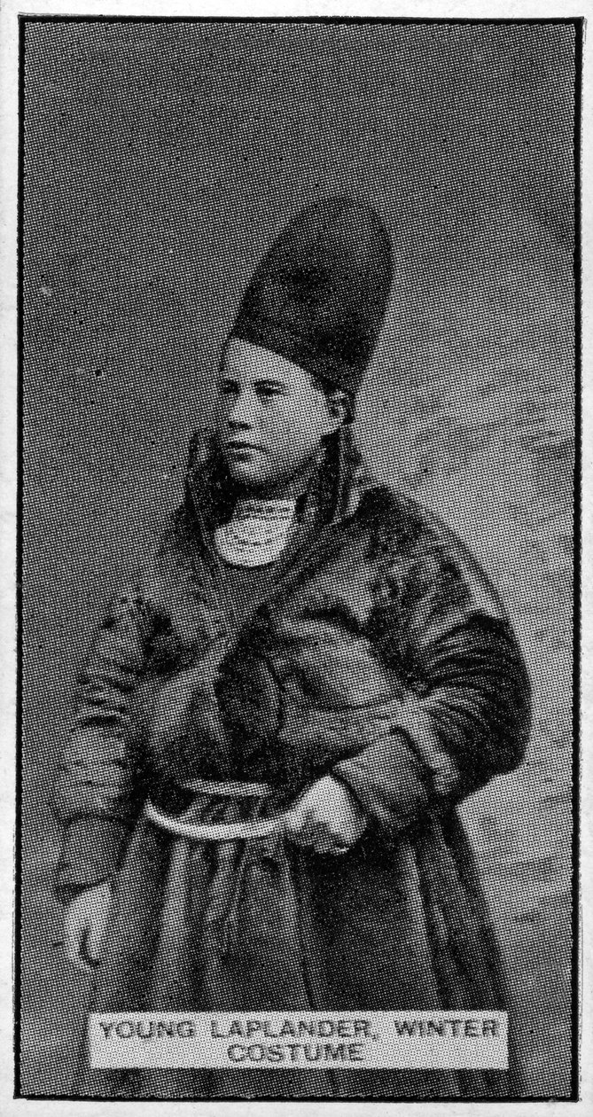 Giovane lappone in costume invernale, da una fotografia di fine XIX secolo da Swedish Photographer