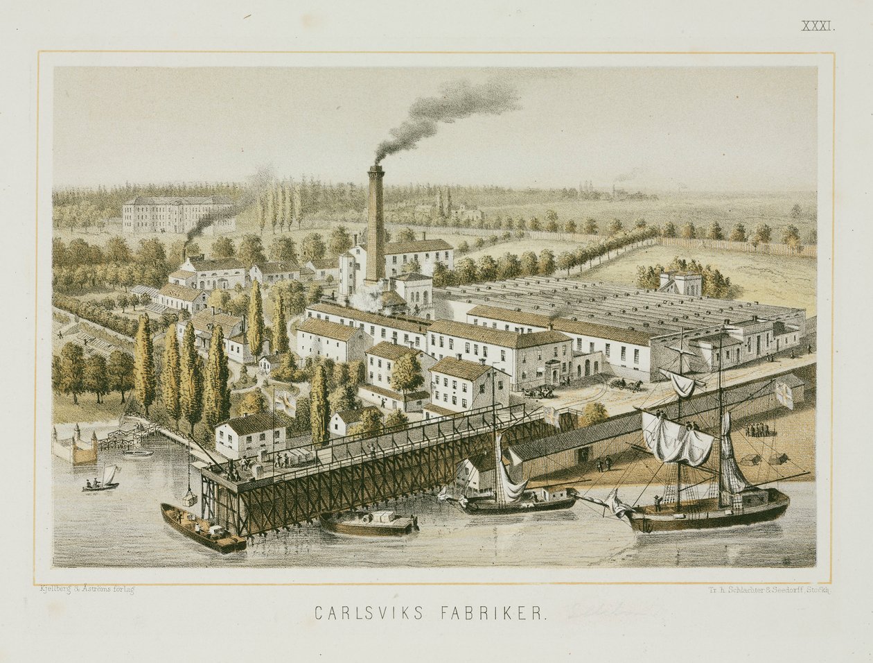 Fabbrica tessile, Carlsviks, Stoccolma, Svezia, c.1840 da Swedish School