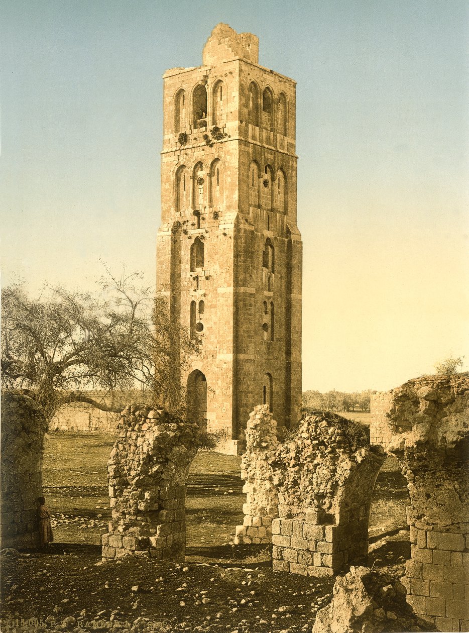 La torre della Moschea di Ramleh con volte rovinate in primo piano da Swiss Photographer