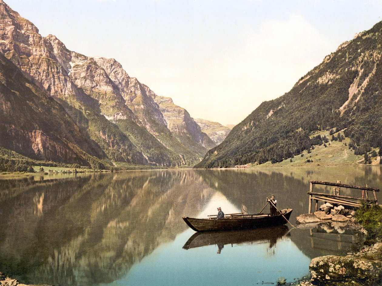 Klöntalersee, Glarona, Svizzera, pub. c.1900 da Swiss Photographer