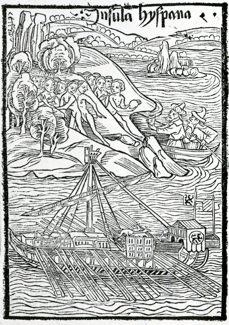 Arrivo della caravella di Colombo sull