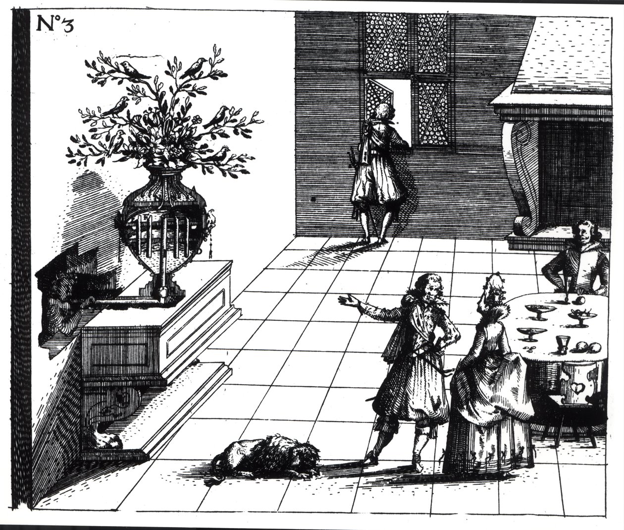 Albero musicale del canto degli uccelli, pubblicato c.1670 da Swiss School