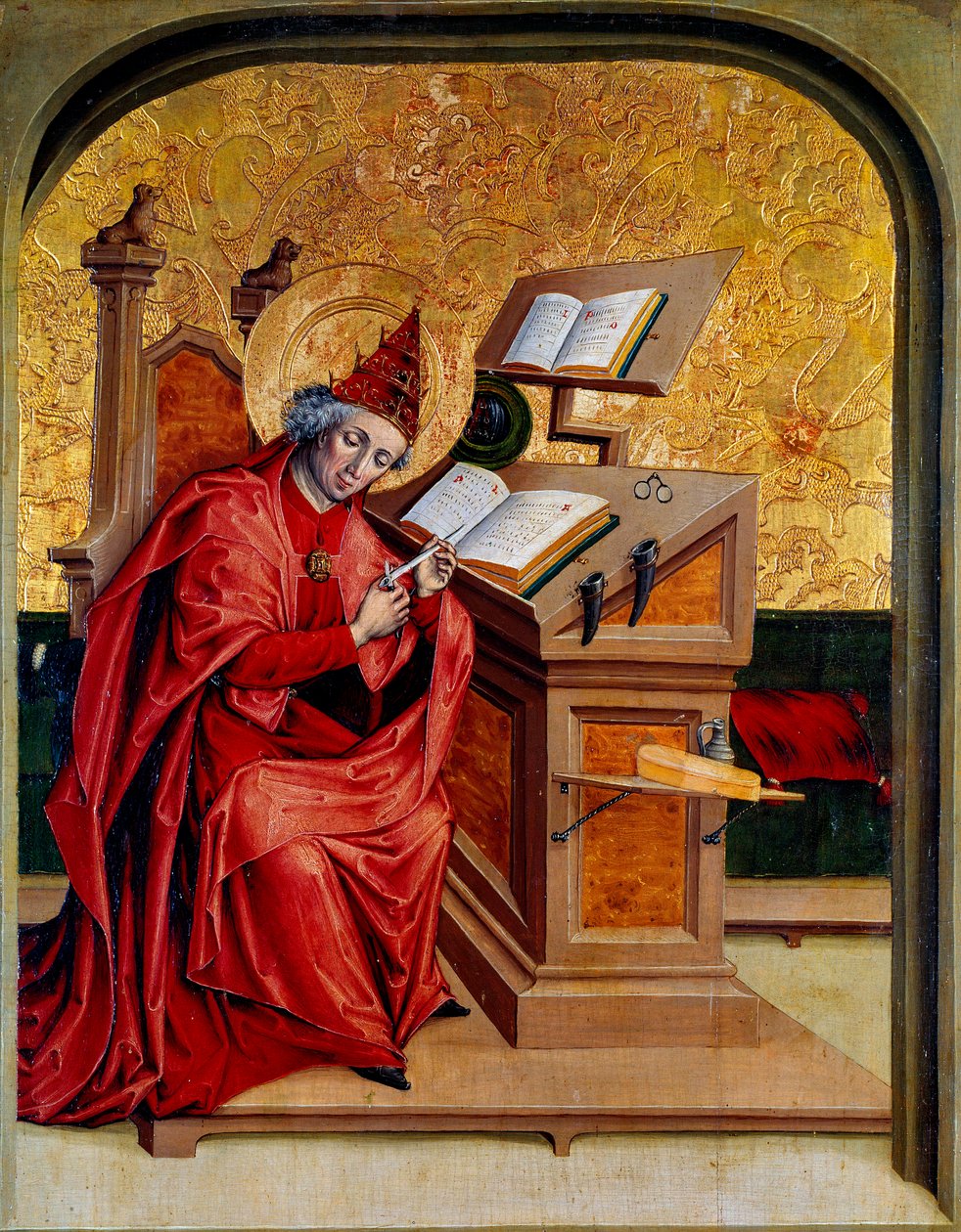 Ritratto di San Gregorio Magno (540-604) Papa dal 590 al 604 Dipinto della Scuola Svizzera del XV secolo da Swiss School