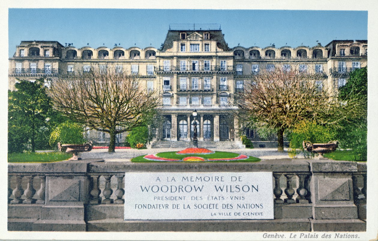 Cartolina del Palais des Nations a Ginevra, cartolina c.1924 da Swiss School