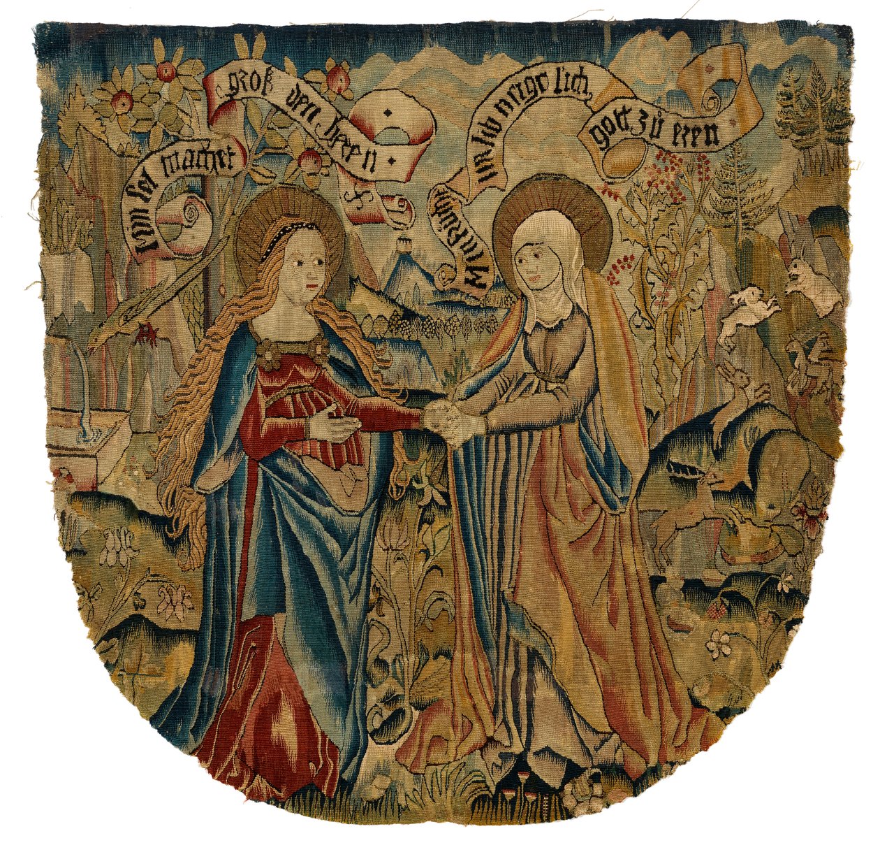 Pannello di arazzo raffigurante la Visitazione, c.1500 da Swiss School