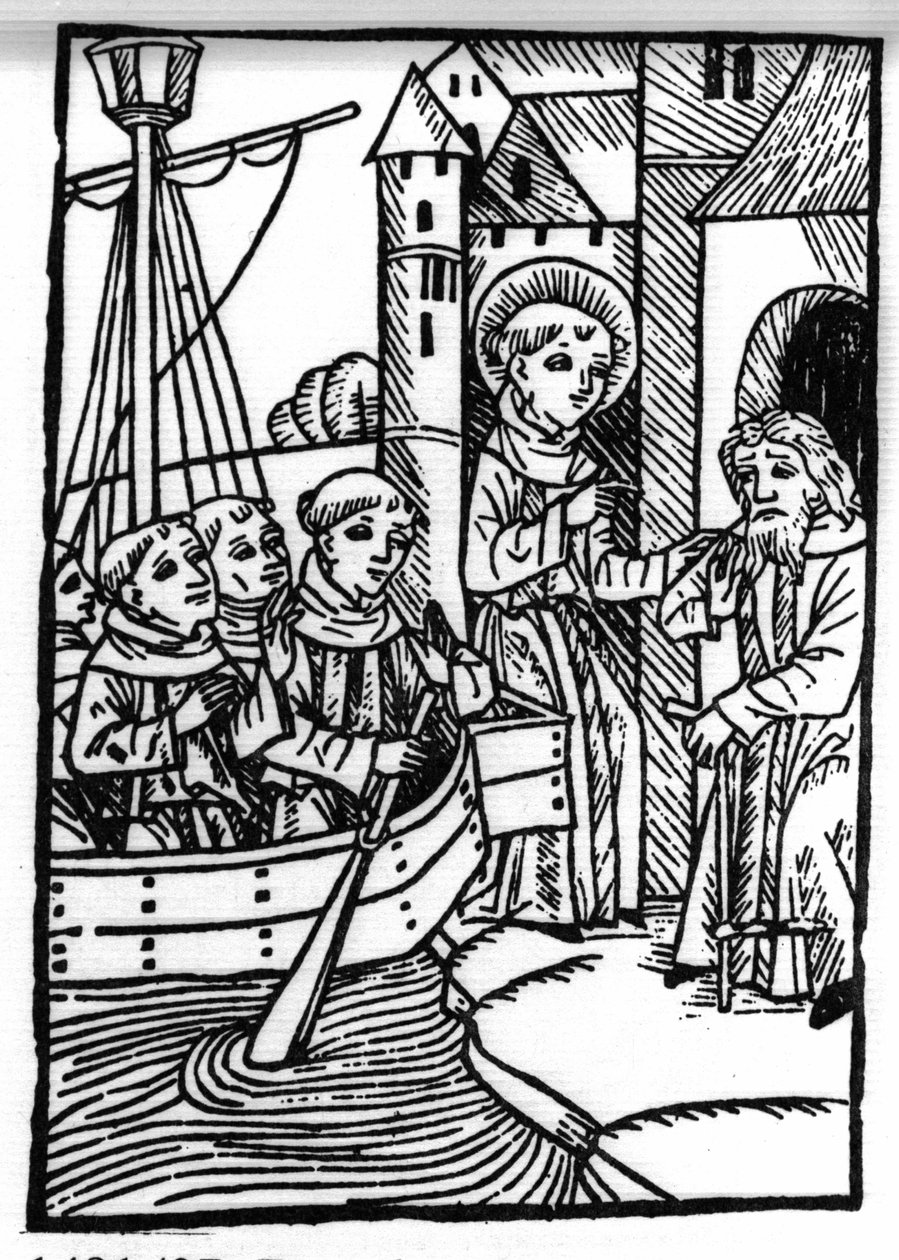 La leggenda di San Brandano, eroe e santo irlandese del VI secolo. Il santo incontra l