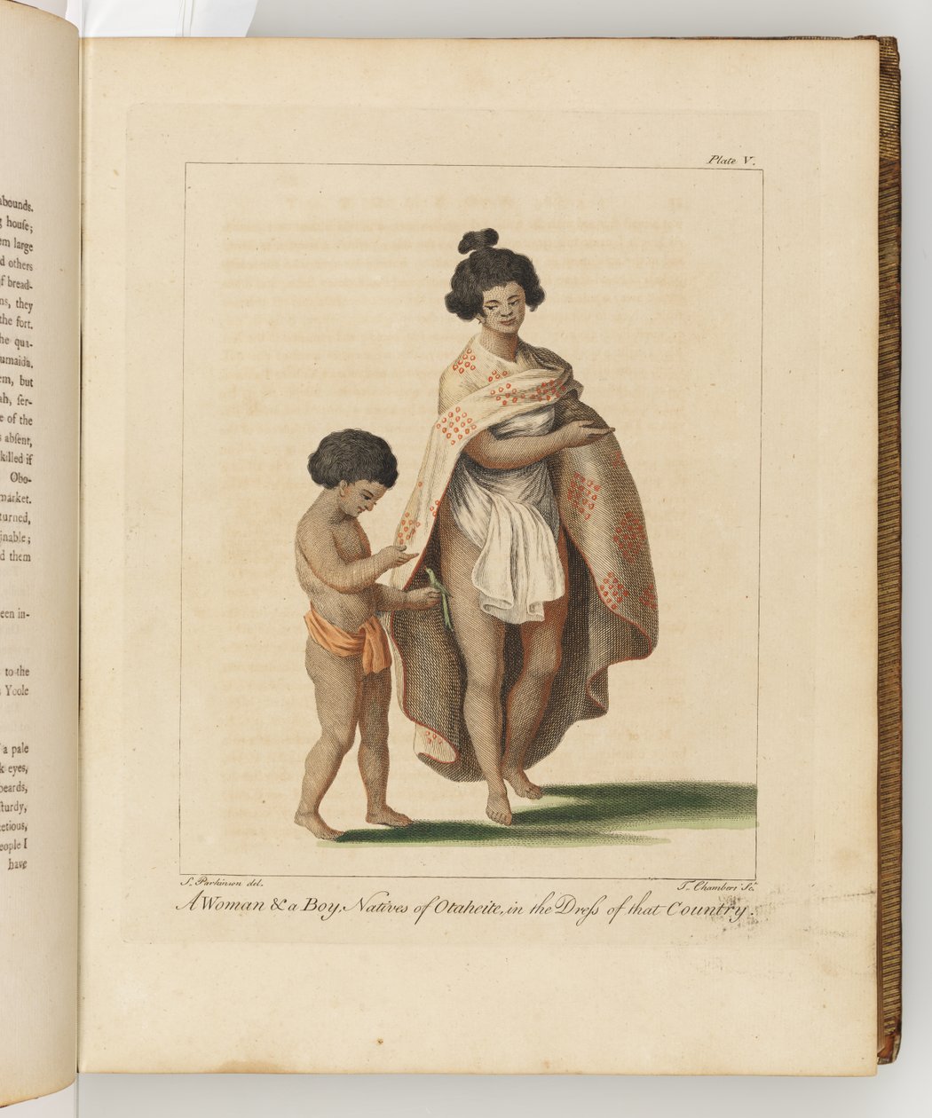 Una donna e un ragazzo, nativi di Otaheite, illustrazione da Un diario di un viaggio nei mari del sud: sulla nave di Sua Maestà, l