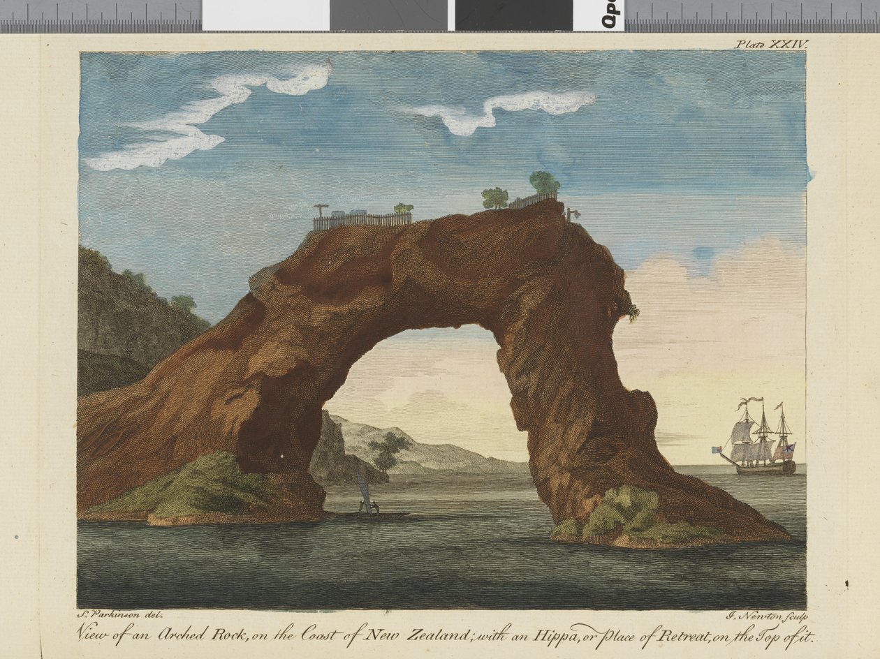 Vista di una roccia arcuata, illustrazione da Un diario di un viaggio nei mari del sud: sulla nave di Sua Maestà, l