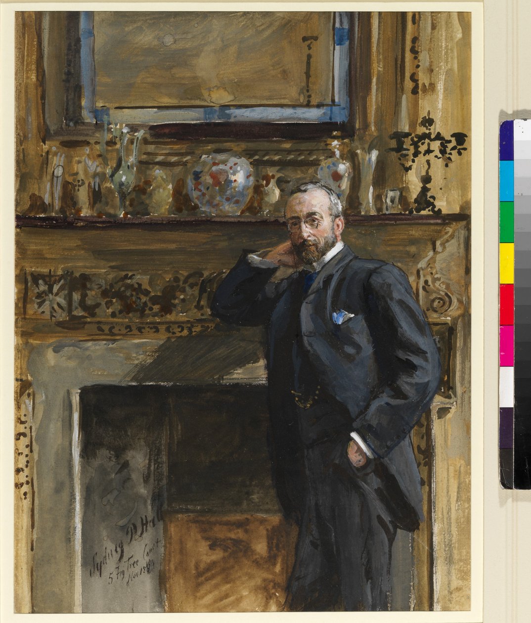 Gentiluomo in un interno a 5 Fig Tree Court, 1890 da Sydney Prior Hall