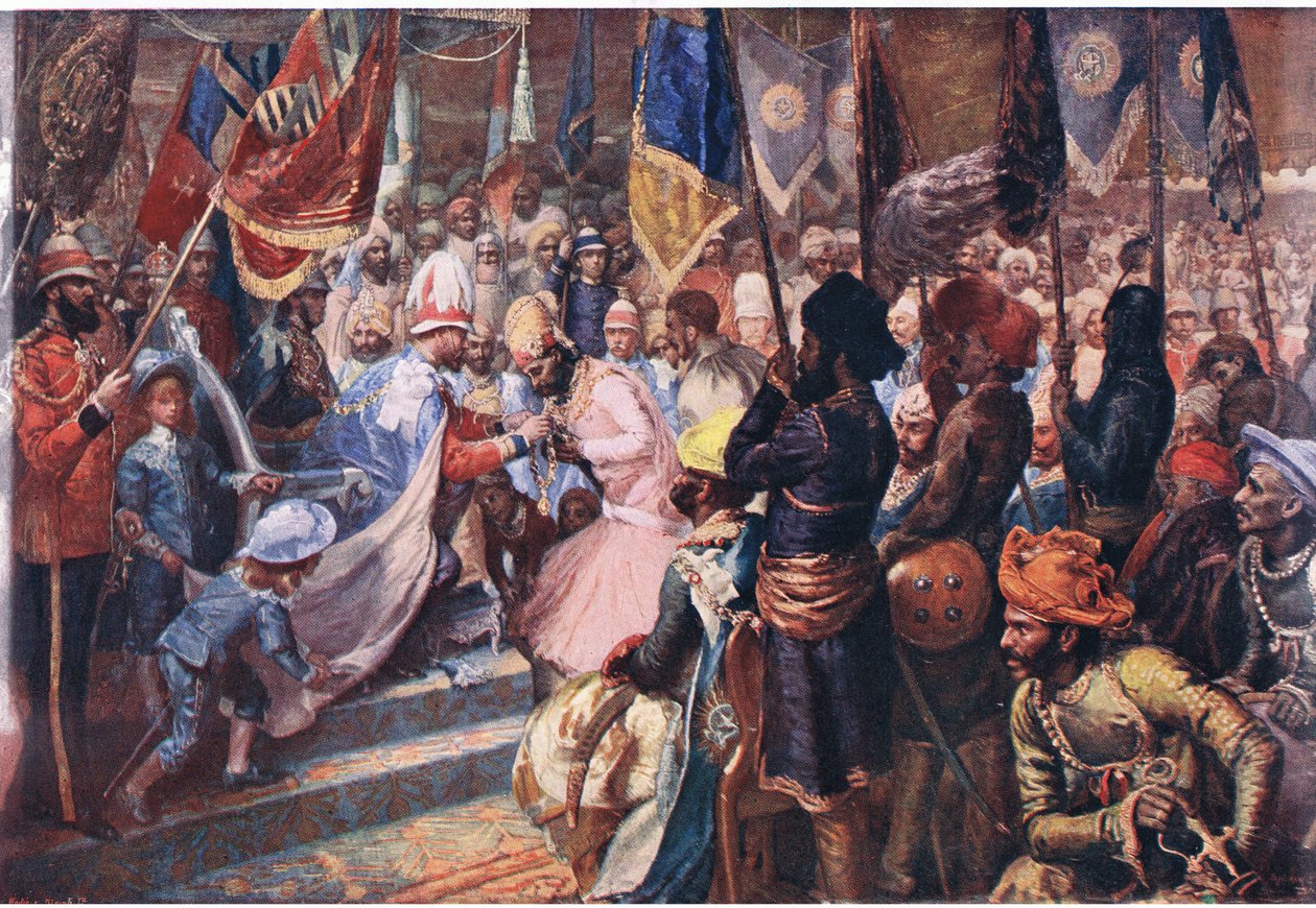 Il Principe di Galles in India, illustrazione da Cassells History of England, 1900 da Sydney Prior Hall