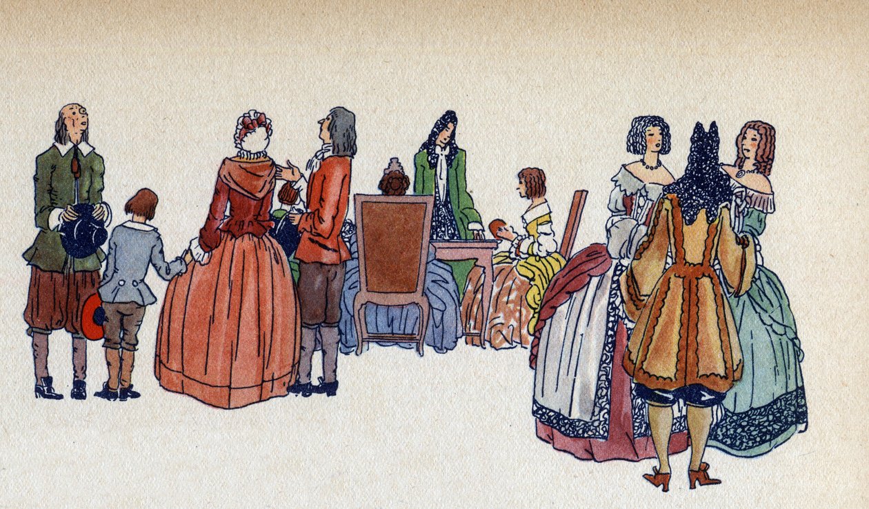 Il popolo negli appartamenti di Versailles - Illustrazione di Sylvain Sauvage per il libro 
