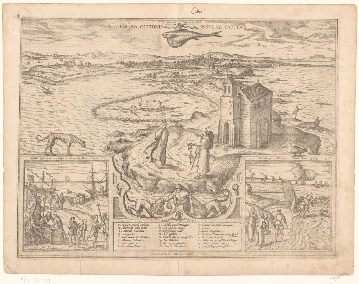 Veduta della penisola di Cadice da Symon Novelanus (possibly)