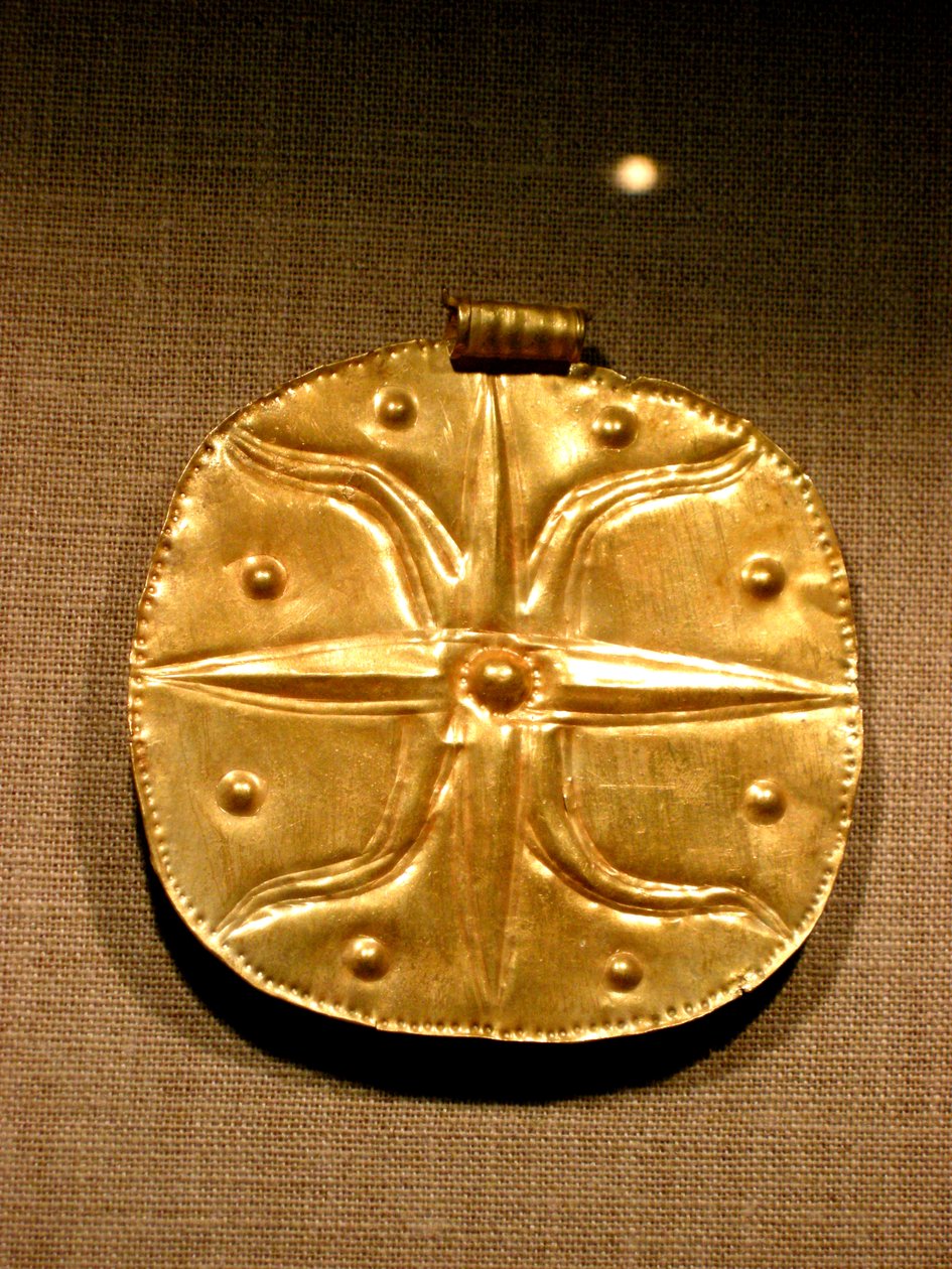Pendente palestino-siriano da Canaan, c.1750 a.C. (oro) da Syrian School