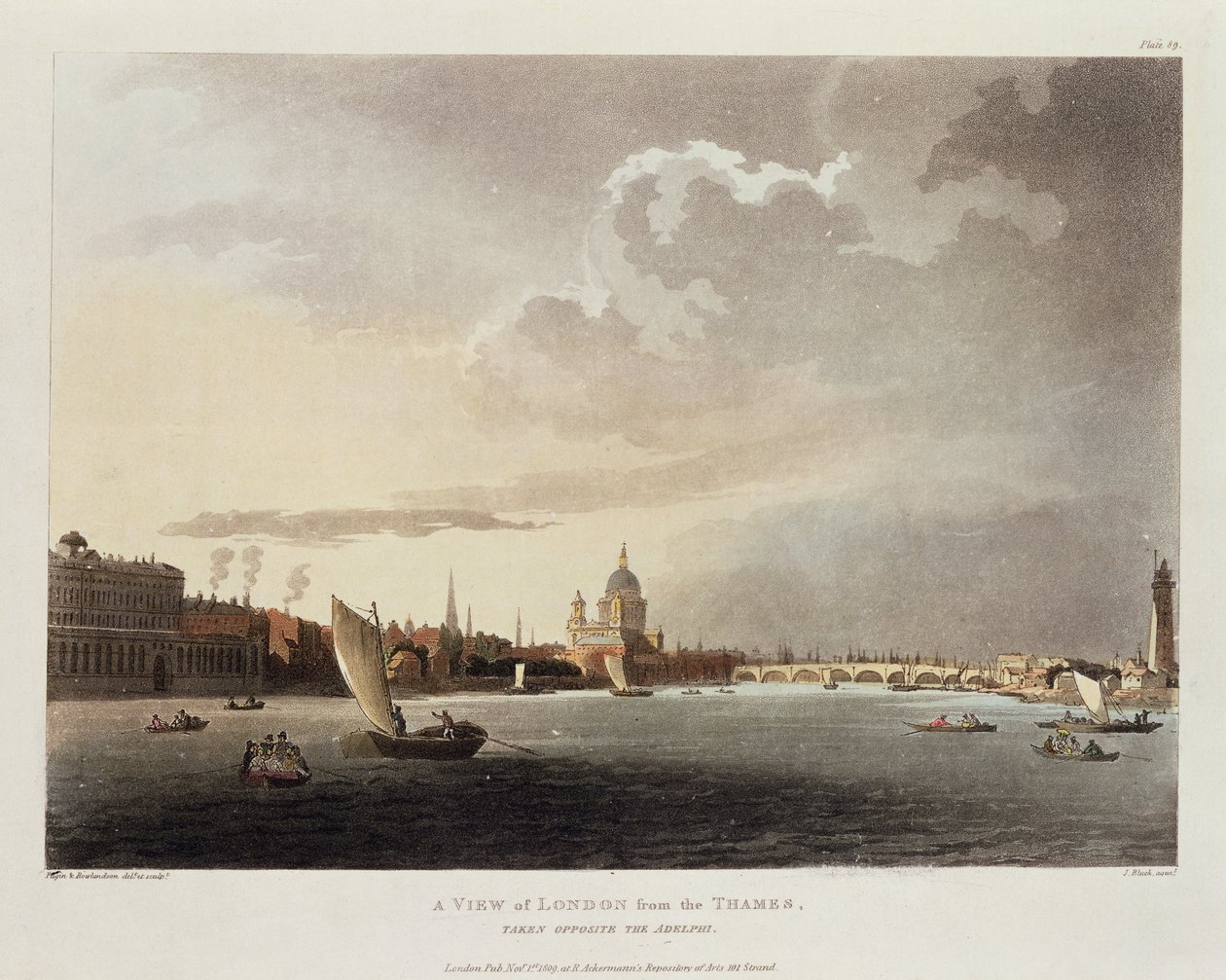Veduta di Londra dal Tamigi, 1809 da Pugin and Rowlandson