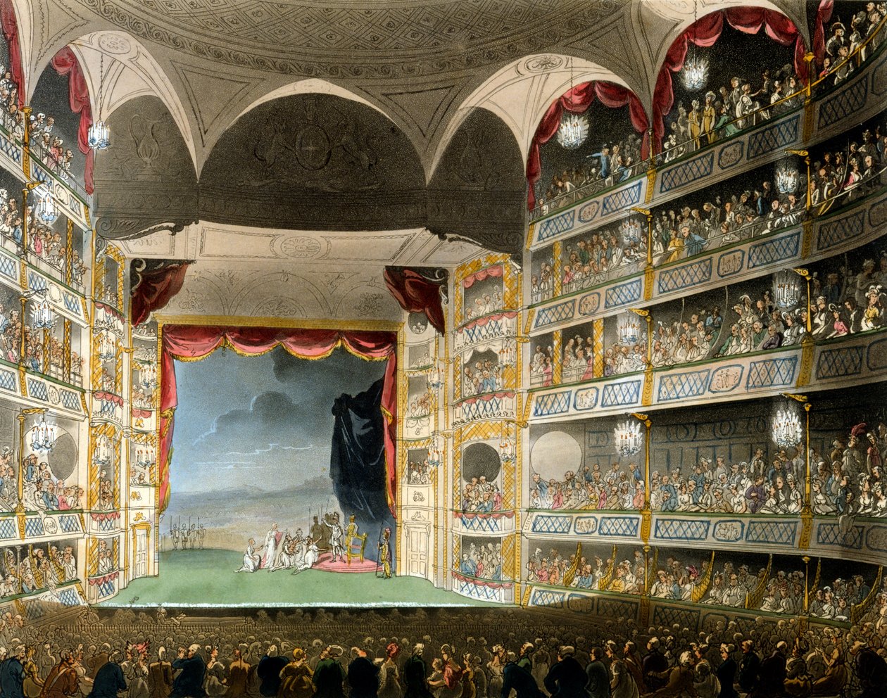 Teatro Drury Lane, da Microcosm of London, di R Ackermann, 1808 da Pugin and Rowlandson