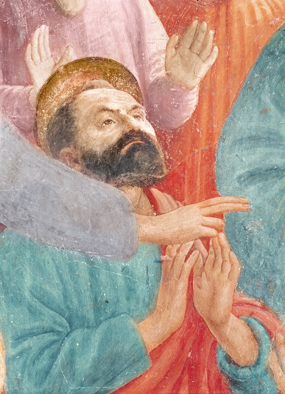 La testa di San Paolo, dal Risveglio del figlio di Teofilo e San Pietro intronizzato come primo vescovo di Antiochia, c.1427 e c.1484-85 (dettaglio) da Tommaso Masaccio