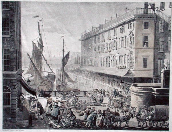 Billingsgate Market, inciso da J. Bluck da T. and Pugin A.C. (after) Rowlandson