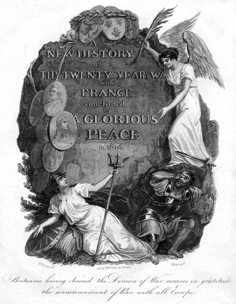 Britannia che incatena il demone della guerra, 1816 da T. Wallis