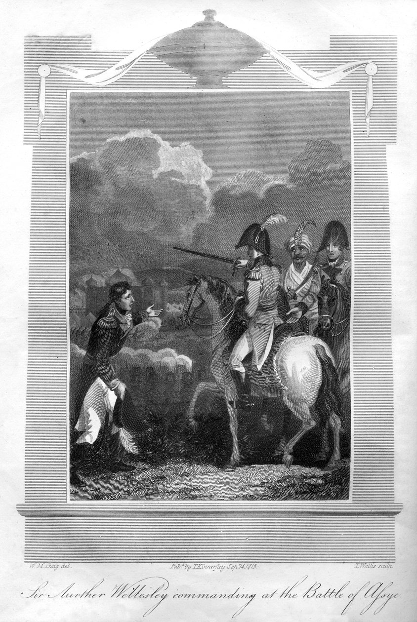 Il Duca di Wellington al comando nella battaglia di Assaye da T. Wallis