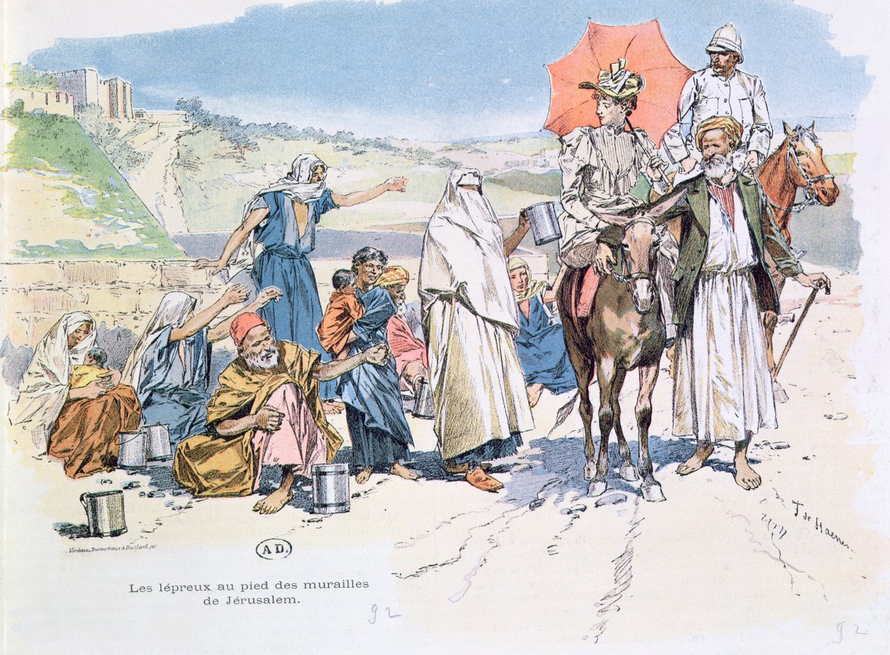 Lebrosi fuori dalle mura di Gerusalemme, 1892 da T. de Haener