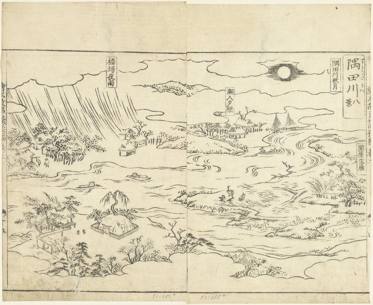 Otto vedute del fiume Sumida da Tachibana Morikuni