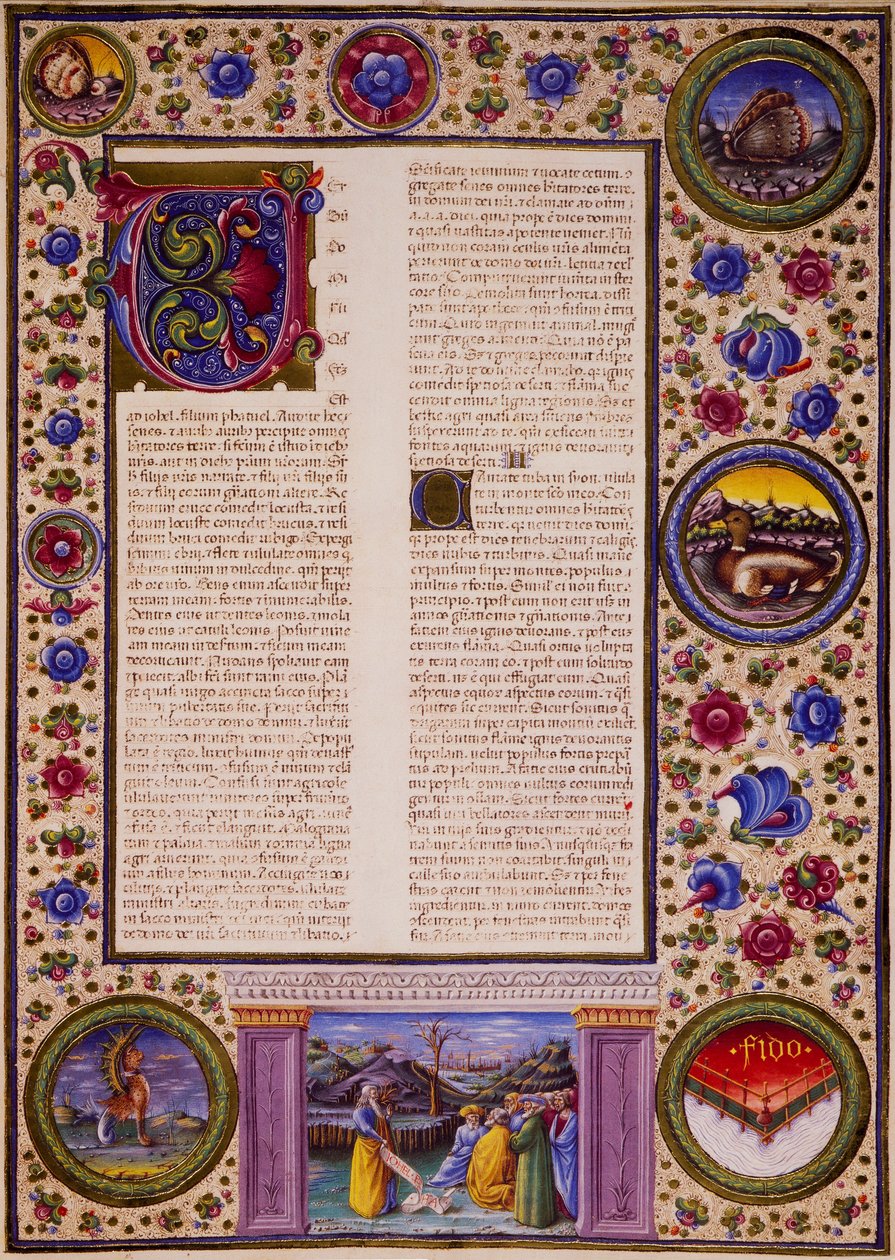 Incipit dal Libro di Gioele, dal Volume II della Bibbia di Borso d