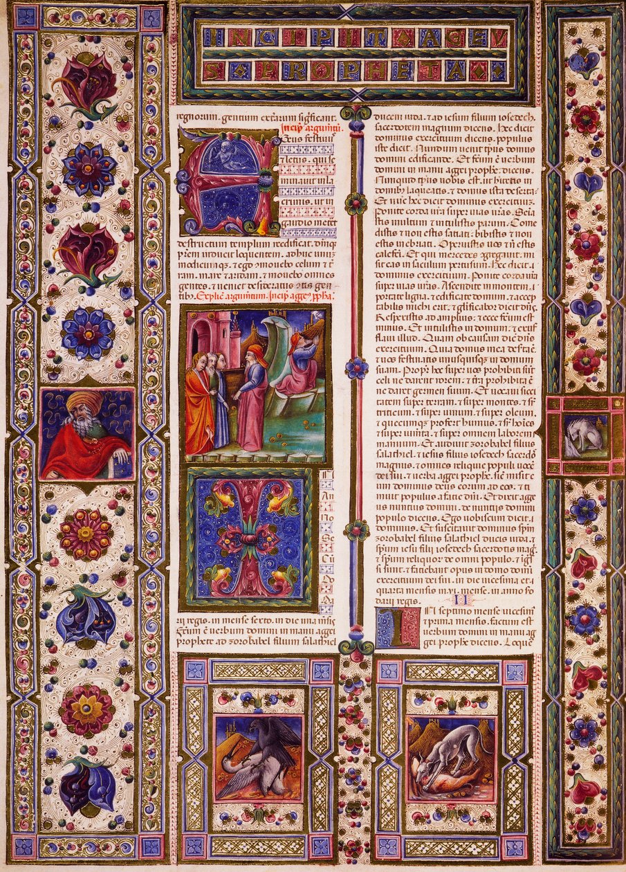 Incipit dal Libro di Nahum, dal Volume II della Bibbia di Borso d
