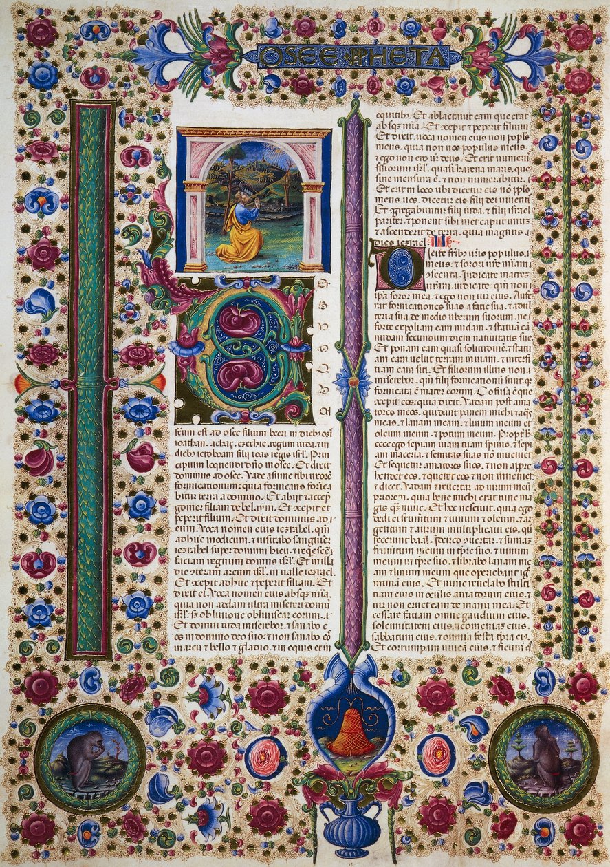 Incipit dal Libro del Profeta Osea, dal Volume II della Bibbia di Borso d