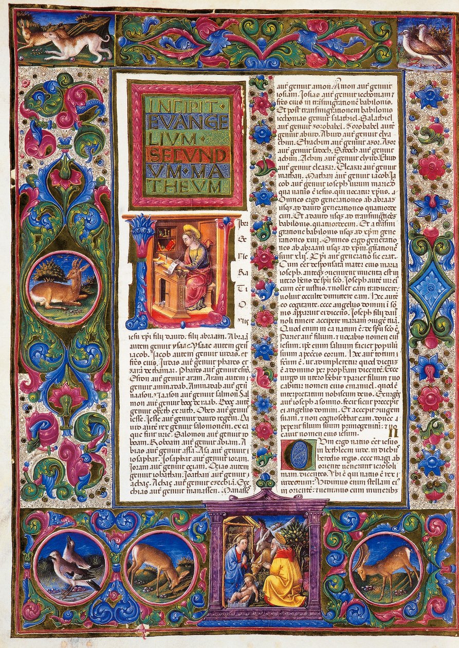 Incipit dal Vangelo secondo Matteo, dal Volume II della Bibbia di Borso d