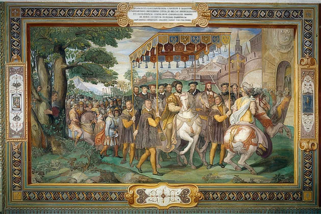 Re Francesco I riceve Carlo V e il cardinale Alessandro Farnese a Parigi 1540 da Taddeo Zuccari