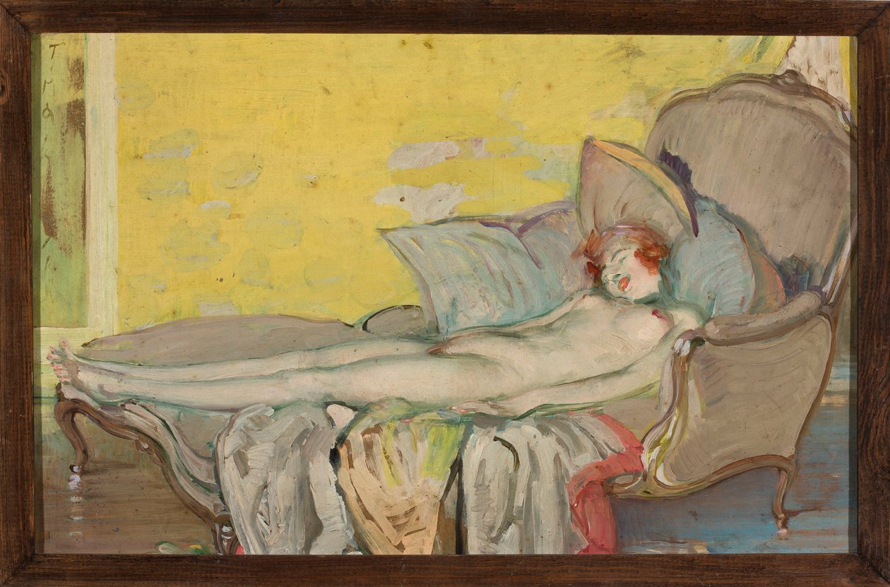 Nudo di una ragazza su un divano da Tadeusz Makowski