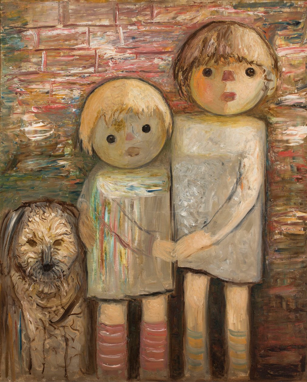 Due bambini con un cane da Tadeusz Makowski