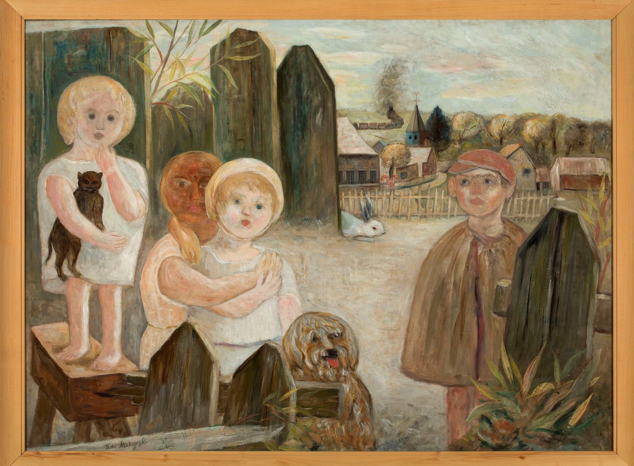 Bambini in un cortile di campagna da Tadeusz Makowski