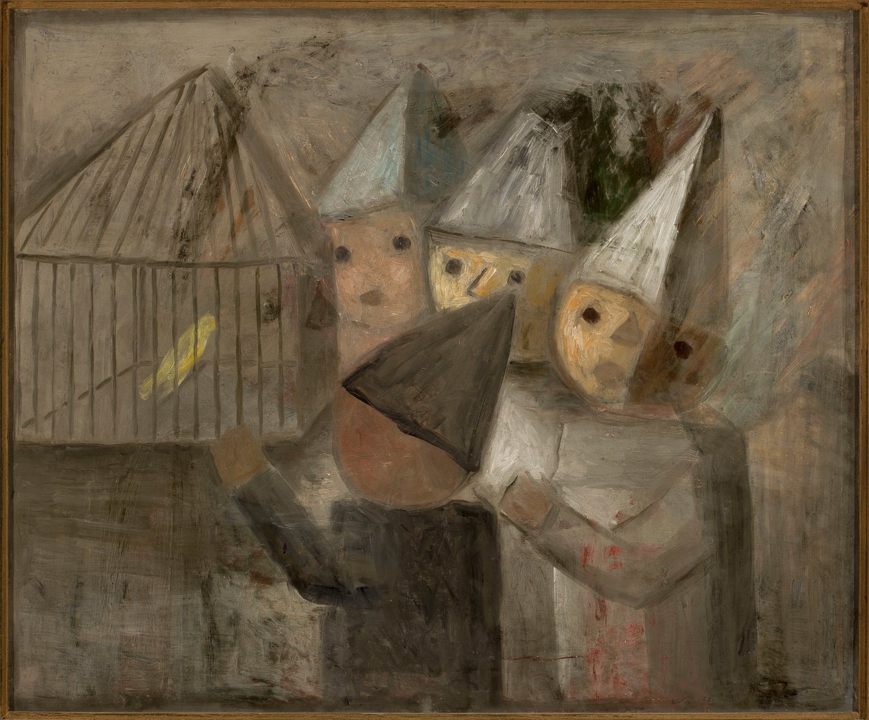 Bambini davanti alla gabbia con il canarino da Tadeusz Makowski