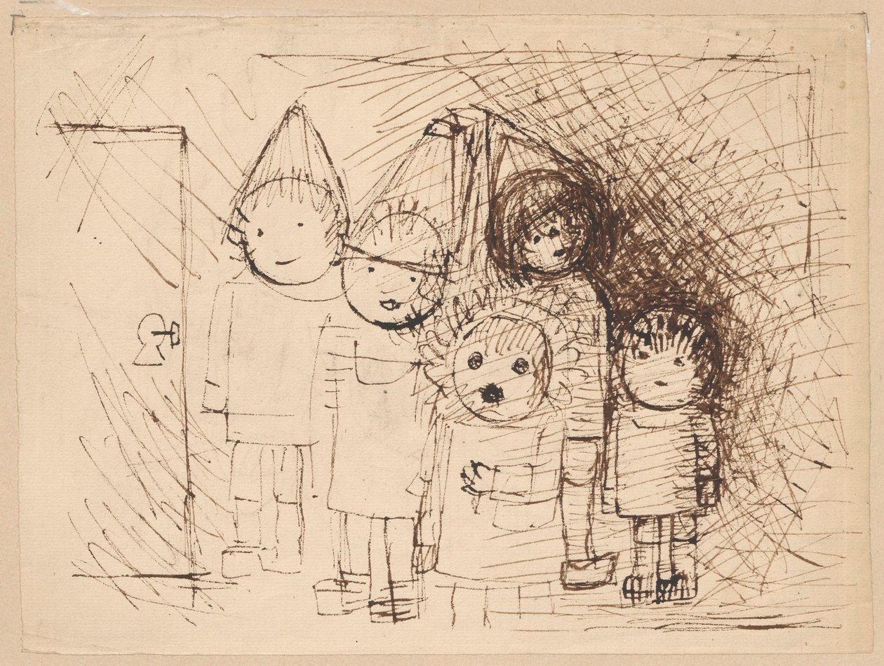 I bambini davanti alla porta con la chiave da Tadeusz Makowski