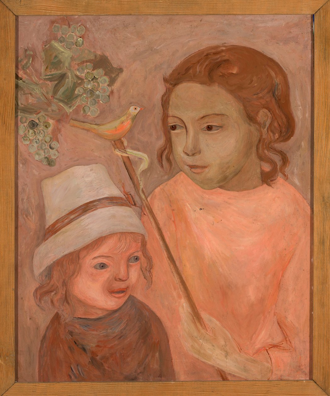 Bambini con un uccellino su un bastone da Tadeusz Makowski