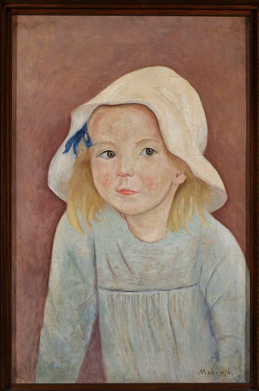 Bambina con cappello bianco da Tadeusz Makowski