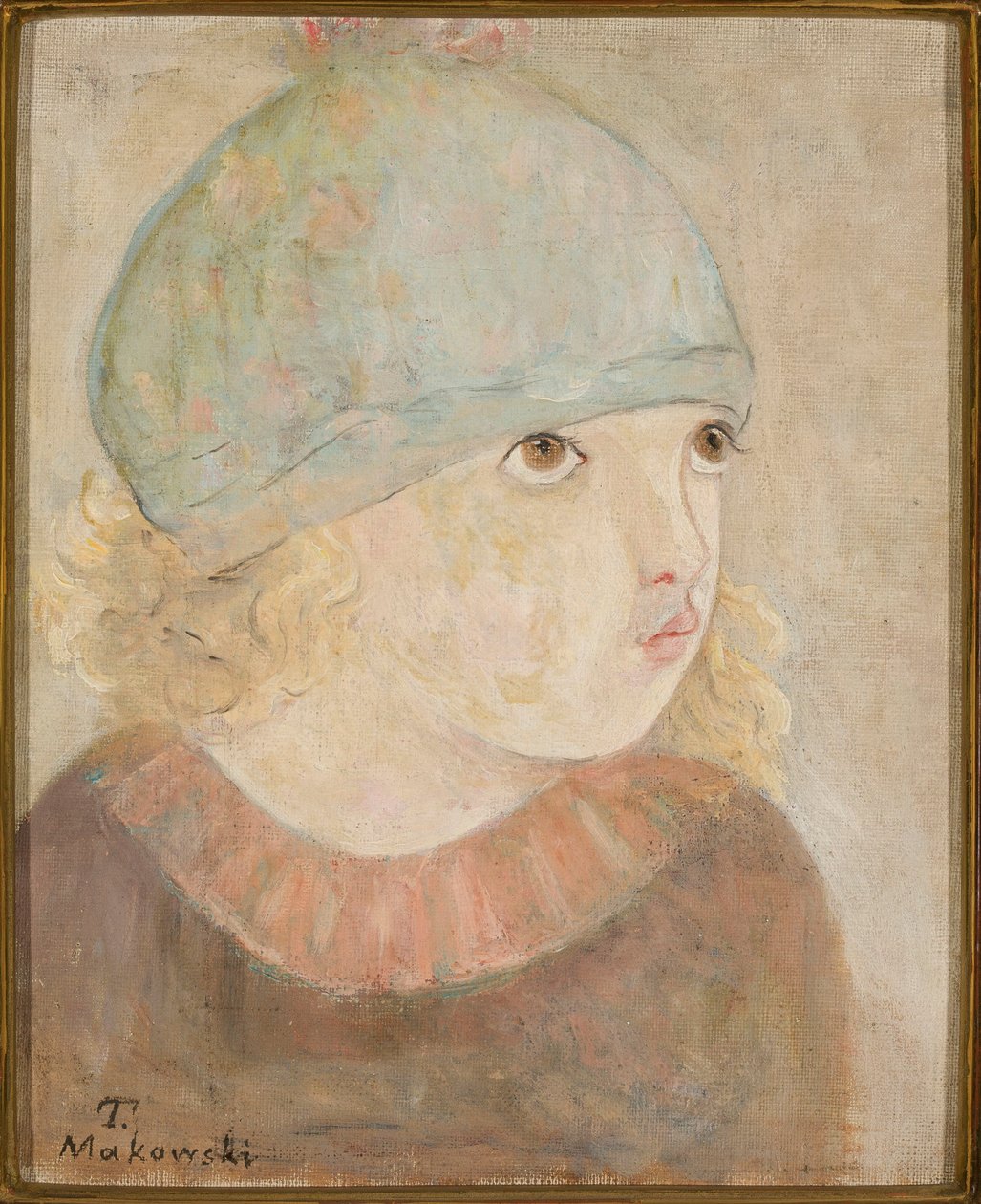 Bambina con berretto blu (Bambina) da Tadeusz Makowski