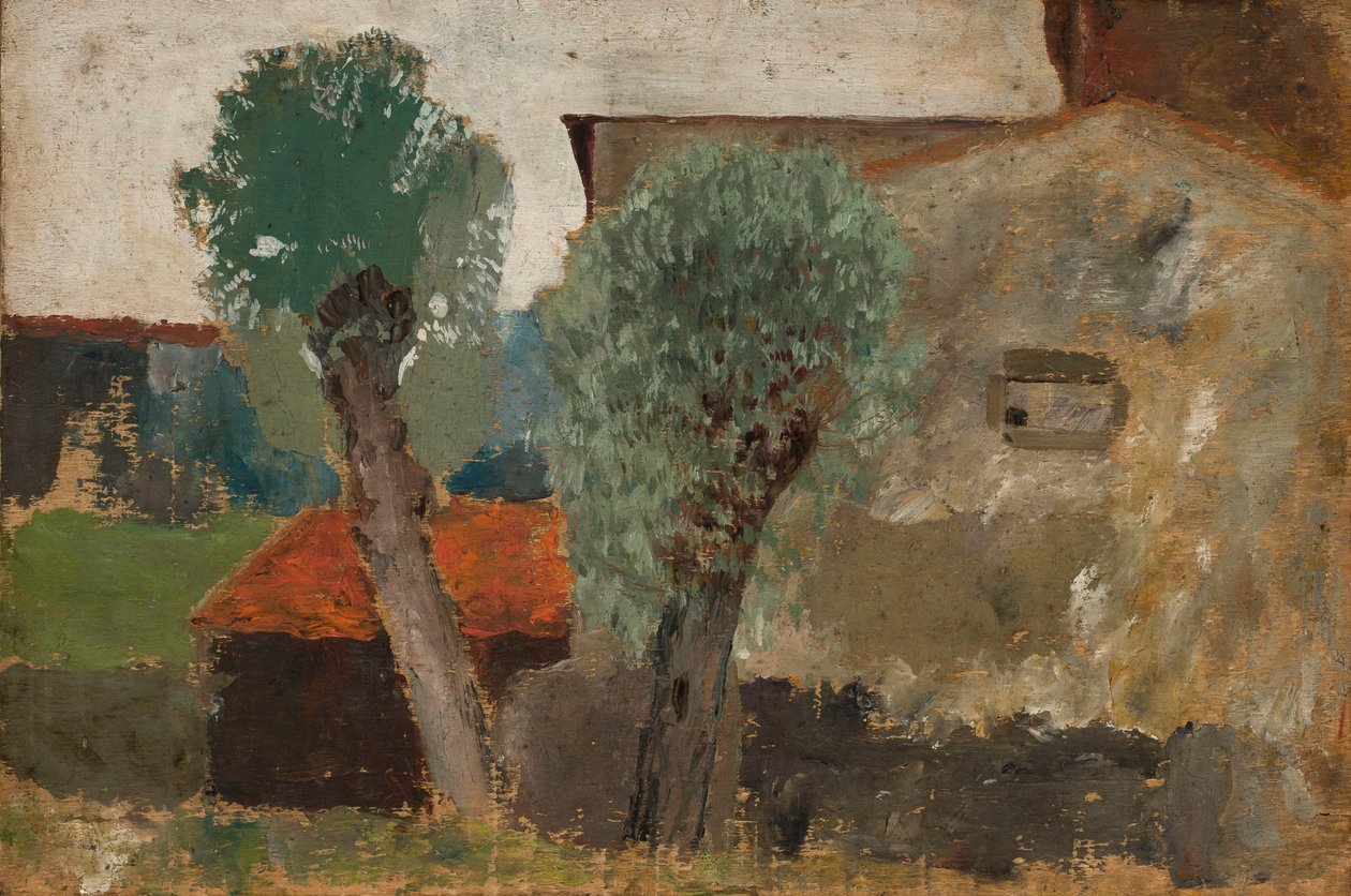 Una parte della casa con due alberi da Tadeusz Makowski