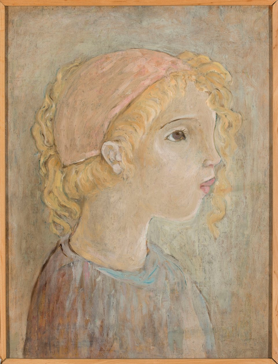 Testa di una bambina con cappuccio rosa da Tadeusz Makowski