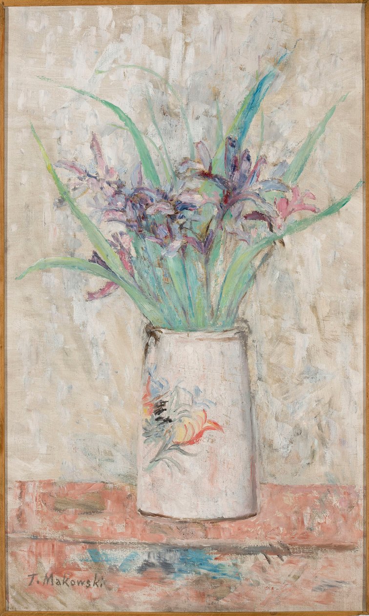 Iris in un vaso bianco da Tadeusz Makowski