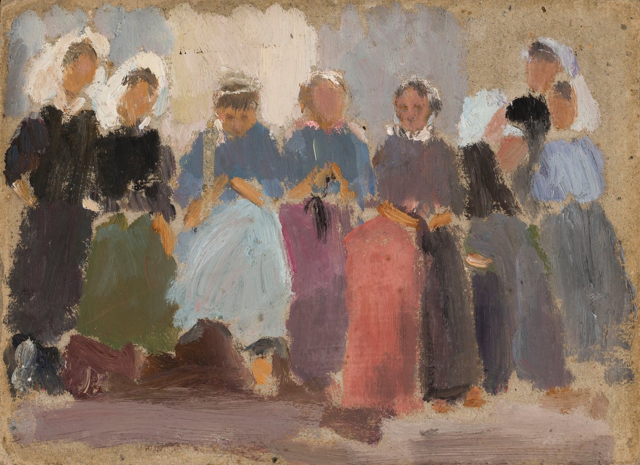 Donne che lavorano a maglia - schizzo da Tadeusz Makowski
