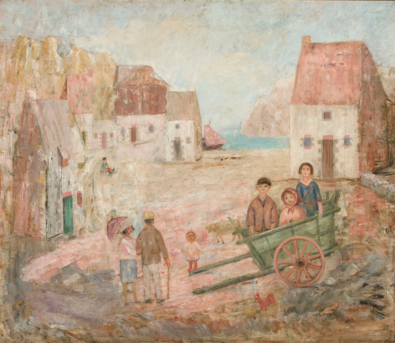 Paesaggio urbano con bambini in un carretto da Tadeusz Makowski