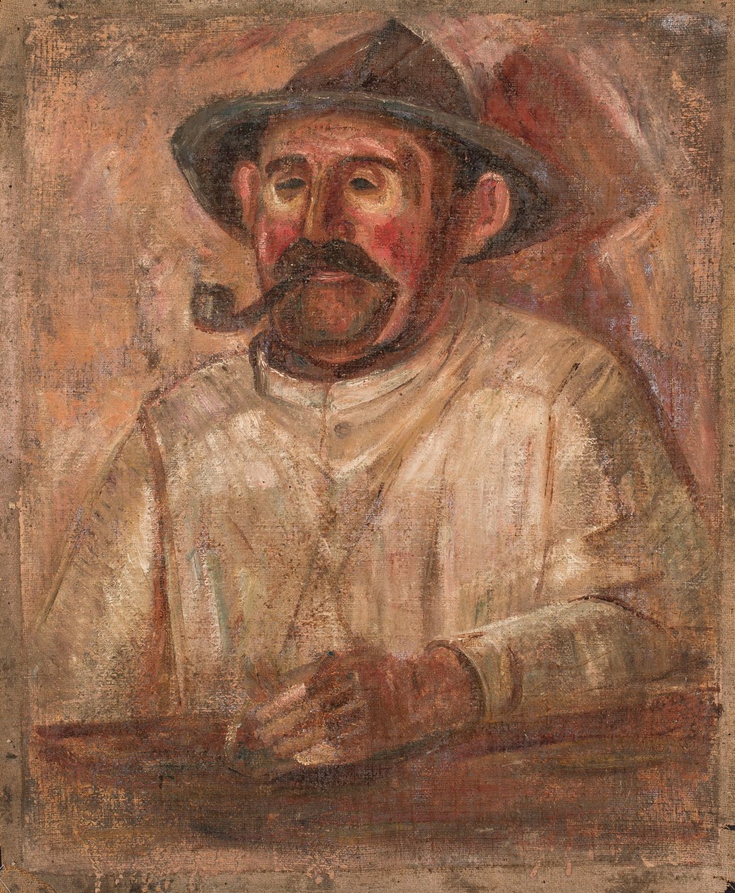 Busto di uomo con cappello e pipa da Tadeusz Makowski